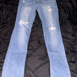 Hollister Light Blue Distressed Straight Leg Jeans